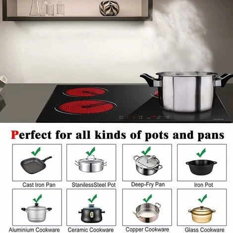 Electric Hob 4 Zone Ceramic Hob 60 Cm With Touch Control 6000W 9 Power Levels Safety Lock Auto Switch Off Safety Residual Heat Indicator Hard Wire, No Plug Included 3 Electric Hob 4 Zone Ceramic Hob 60 Cm With Touch Control 6000W 9 Power Levels Safety Lock Auto Switch Off Safety Residual Heat Indicator Hard Wire, No Plug Included - Image 3