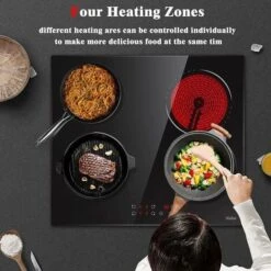 Electric Hob 4 Zone Ceramic Hob 60 Cm With Touch Control 6000W 9 Power Levels Safety Lock Auto Switch Off Safety Residual Heat Indicator Hard Wire, No Plug Included 9 Electric Hob 4 Zone Ceramic Hob 60 Cm With Touch Control 6000W 9 Power Levels Safety Lock Auto Switch Off Safety Residual Heat Indicator Hard Wire, No Plug Included -Home Chef Shop 72566707 5