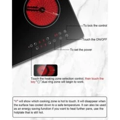 Karinear Ceramic Hob, 60cm Built-in 4 Zones Electric Cooktop With Dual Oval Zone 6600W, Hard Wired, No Plug Included -Home Chef Shop 72566712 3