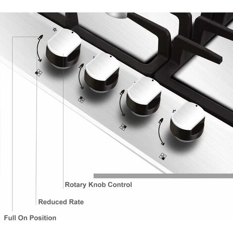 NOXTON Built-in 4 Burner Gas Cooker, Stainless Steel Gas Hob With Flame Out Protection, Cast Iron Pan Support, NG/LPG Kit, 59cm X 51cm 4 NOXTON Built-in 4 Burner Gas Cooker, Stainless Steel Gas Hob With Flame Out Protection, Cast Iron Pan Support, NG/LPG Kit, 59cm X 51cm - Image 4