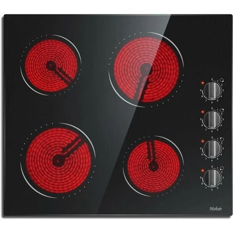 Ceramic Hob 4 Zones Electric Hob With Knobs Built In 6000W Ceramic Hob 60cm With Non-abrasive Black Glass Auto Switch Off Safety Hard Wire, No Plug Included 1 Ceramic Hob 4 Zones Electric Hob With Knobs Built In 6000W Ceramic Hob 60cm With Non-abrasive Black Glass Auto Switch Off Safety Hard Wire, No Plug Included