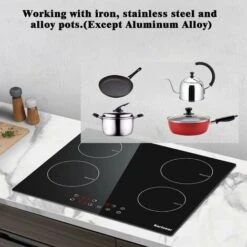 Karinear Plug In Induction Hob, 60cm 4 Zones Electric Hob With Touch Control, Black Vitro Ceramic Glass -Home Chef Shop 72566726 5