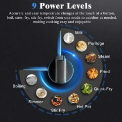 Induction Hob Black Glass Electric Cooktop Built-in 4 Zone Electric Hob With Knob 60cm, 7200W, Hard Wire, No Plug Included -Home Chef Shop 73150172 5