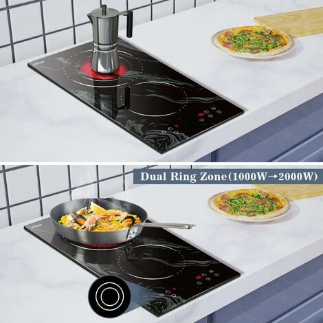 2 Zone Ceramic Hob, Hobsir Built-in Electric Hob 30cm, Marble, 3200W, Touch Control, Doul Zone, 9 Heating Levels, Safety Lock,Timer, Hard Wire, No Plug Included, LH09 3 2 Zone Ceramic Hob, Hobsir Built-in Electric Hob 30cm, Marble, 3200W, Touch Control, Doul Zone, 9 Heating Levels, Safety Lock,Timer, Hard Wire, No Plug Included, LH09 - Image 3