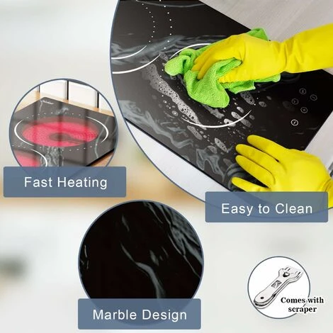 2 Zone Ceramic Hob, Hobsir Built-in Electric Hob 30cm, Marble, 3200W, Touch Control, Doul Zone, 9 Heating Levels, Safety Lock,Timer, Hard Wire, No Plug Included, LH09 4 2 Zone Ceramic Hob, Hobsir Built-in Electric Hob 30cm, Marble, 3200W, Touch Control, Doul Zone, 9 Heating Levels, Safety Lock,Timer, Hard Wire, No Plug Included, LH09 - Image 4