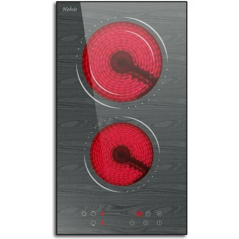 2 Zone Ceramic Hob, Hobsir Built-in Electric Hob 30cm, Marble, 3200W, Touch Control, Doul Zone, 9 Heating Levels, Safety Lock, Timer, Hard Wire, No Plug Included, LH06 1 2 Zone Ceramic Hob, Hobsir Built-in Electric Hob 30cm, Marble, 3200W, Touch Control, Doul Zone, 9 Heating Levels, Safety Lock, Timer, Hard Wire, No Plug Included, LH06