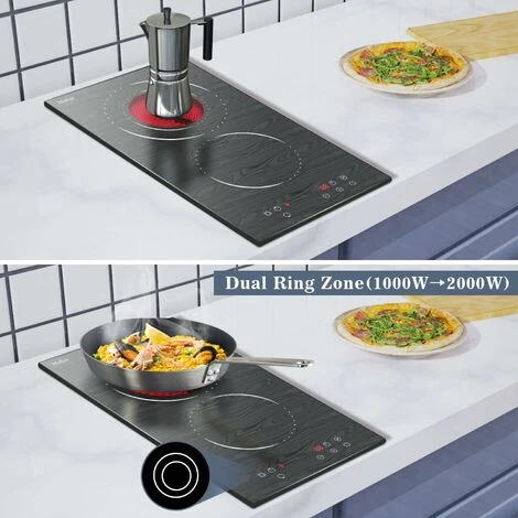 2 Zone Ceramic Hob, Hobsir Built-in Electric Hob 30cm, Marble, 3200W, Touch Control, Doul Zone, 9 Heating Levels, Safety Lock, Timer, Hard Wire, No Plug Included, LH06 3 2 Zone Ceramic Hob, Hobsir Built-in Electric Hob 30cm, Marble, 3200W, Touch Control, Doul Zone, 9 Heating Levels, Safety Lock, Timer, Hard Wire, No Plug Included, LH06 - Image 3
