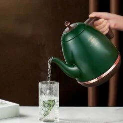 Retro Electric Kettle 304 Stainless Steel Household Appliances 1.5l Portable Travel Water Boiler 1500w European Style Coffee Pot Green -Home Chef Shop 74691844 3