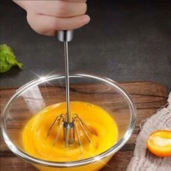 Semi-automatic Whisk, Kitchen Hand Whisk, Stainless Steel Egg Beater, Milk Frother, Rotary Mixer For Whisking, Beating And Stirring -Home Chef Shop 74922746 3