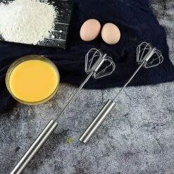 Semi-automatic Whisk, Kitchen Hand Whisk, Stainless Steel Egg Beater, Milk Frother, Rotary Mixer For Whisking, Beating And Stirring -Home Chef Shop 74922746 4