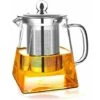 1 Piece Clear Square Bottom Teapot With Clear Glass Infuser, Household Borosilicate Infuser, Perfect For Tea And Coffee (950ml)