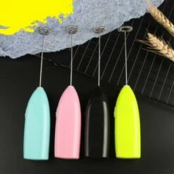 Battery Operated Milk Frother 2 Pack - Electric Whisk, Coffee Frother, Battery Powered Stirrer, Portable Milk Frother, Mini Blender For Bulletproof Coffee, Cappuccino, Latte, Frappe And Black + Pink M -Home Chef Shop 77090139 4