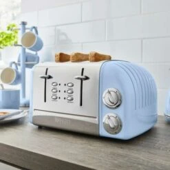 Swan 4 Slice Toaster Blue 1950s Retro-Style 6 Setting With Crumb Tray ST34020BLN -Home Chef Shop 77196974 4