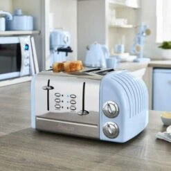 Swan 4 Slice Toaster Blue 1950s Retro-Style 6 Setting With Crumb Tray ST34020BLN -Home Chef Shop 77196974 5