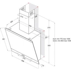 Hotpoint Angled Cooker Hood Kitchen Extractor Fan In Black / SS - PHVP 6.6F LM K -Home Chef Shop 78211309 5