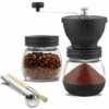Manual Coffee Grinder Adjustable Coarse Ceramic Grinder Hand Held Coffee Grinder Compact Crank Handle For Home, Office And Travel With Brush, Spoon