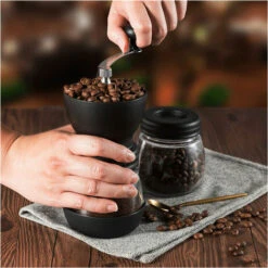 Manual Coffee Grinder Adjustable Coarse Ceramic Grinder Hand Held Coffee Grinder Compact Crank Handle For Home, Office And Travel With Brush, Spoon -Home Chef Shop 79303674 4