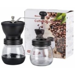 Manual Coffee Grinder Adjustable Coarse Ceramic Grinder Hand Held Coffee Grinder Compact Crank Handle For Home, Office And Travel With Brush, Spoon -Home Chef Shop 79303674 5