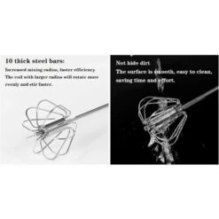 Automatic Rotating Stirrer Manual Beaters And Stainless Steel Whisks Stainless Steel Semi-automatic Hand Egg Beater Milk Frother Non-Electric Mixer(12 Inch) READCLY -Home Chef Shop 80962911 4