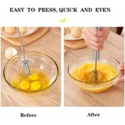 Automatic Rotating Stirrer Manual Beaters And Stainless Steel Whisks Stainless Steel Semi-automatic Hand Egg Beater Milk Frother Non-Electric Mixer(12 Inch) READCLY -Home Chef Shop 80962911 5