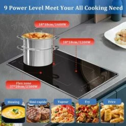 Plug In Induction Hob, Hobsir 2 Zone Electric Hob 30cm, Double Induction Hob With Stainless Steel Frame, Flexible Zone, Bulit-in, 2800W, Slider Touch, Timer, Pause Function, Child-safety Lock, 13 Amp -Home Chef Shop 81851227 4