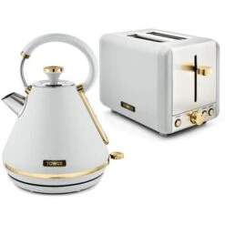 Tower Cavaletto Pyramid Kettle And 2 Slice Toaster Set Optic White