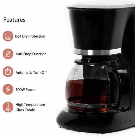 Filter Coffee Maker Machine Instant Anti-Drip 12 Cups 800W 1.5L Jug Geepas 2 Filter Coffee Maker Machine Instant Anti-Drip 12 Cups 800W 1.5L Jug Geepas - Image 2