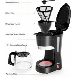 Filter Coffee Maker Machine Instant Anti-Drip 12 Cups 800W 1.5L Jug Geepas 9 Filter Coffee Maker Machine Instant Anti-Drip 12 Cups 800W 1.5L Jug Geepas -Home Chef Shop 83743697 5