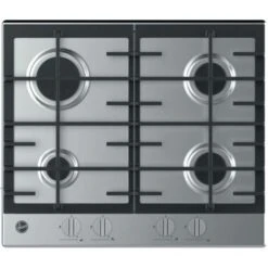 Hoover 60cm 4 Burner Gas Hob In Stainless Steel, Cast Iron Grids - HHG6BRK3X