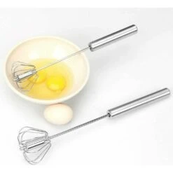 Automatic Rotary Beater Stainless Steel Manual Beaters And Whisks Stainless Steel Semi-automatic Hand-held Egg Whisk Milk Frother Non-electric Mixer (12 Inch) GTA