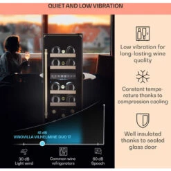 Klarstein Vinovilla 17 Built-In Duo Vilhelmine Edition Wine Fridge 17 Bottles 3-Colour Glass Door -Home Chef Shop 87106525 4