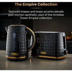 Tower Empire Kettle And 2 Slice Toaster Set Black -Home Chef Shop 87185148 4