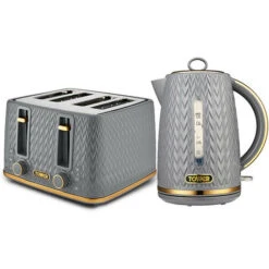 Tower Empire Kettle And 4 Slot Toaster Set Grey