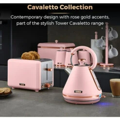 Tower Cavaletto Jug Kettle And 2 Slice Toaster Set Pink -Home Chef Shop 87187068 4
