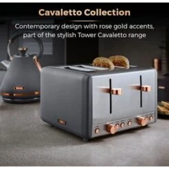 Tower Cavaletto Pyramid Kettle And 4 Slice Toaster Set Grey -Home Chef Shop 87568590 4