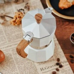 Classic Espresso Maker For Great Strong Flavored Espresso, Italian Style Aluminous Espresso Mocha Maker, Cuban And Greek Coffee Maker, Moka Pot, PercolatoBeige150 Brewer -Home Chef Shop 87625382 3