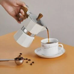 Classic Espresso Maker For Great Strong Flavored Espresso, Italian Style Aluminous Espresso Mocha Maker, Cuban And Greek Coffee Maker, Moka Pot, PercolatoBeige150 Brewer -Home Chef Shop 87625382 5