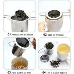 Tea Filter, Stainless Steel Tea Strainer, Tea Strainer, Tea Infuser Tea Strainer With Lid, Fine Hole Tea Filter, Foldable Handle Design Suitable For Cups/Teapot -Home Chef Shop 87636813 5