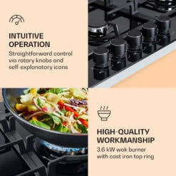 Klarstein Ignito Chef Edition 5 Zones Gas Hob 5 Burners Sabaf Burners Glass Ceramic -Home Chef Shop 88778463 5