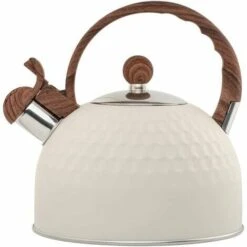 2.5 Liter Stainless Steel Whistling Kettle, Whistling Tea Kettle For Induction Gas Cookers, Easy To Clean, White