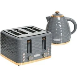 HOMCOM Kettle And Toaster Sets 1.7L Kettle & 4 Slice Toaster W/ Browning Control Grey