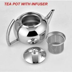 Teapot With Infuser Loose Leaf Tea 2 Liter Stainless Steel Teapot -Home Chef Shop 89793853 3