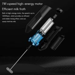 MODOU Electric Milk Frother, Electric Milk Frother Mini Egg Beater, Drink Mixer With Stainless Steel Whisk And Stand For Cappuccino, Latte, Lat, Hot Chocolate, Egg Whisk -Home Chef Shop 89806361 3