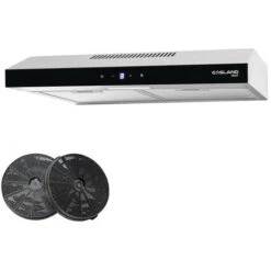 Gasland Chef SR60SS Visor Cooker Hoods 60cm, Quiet Cooker Hood Exhaust 202 M³/h With Carbon Filters Recirculating, 3 Levels Touch Control Undercabinet Extractor Stainless Steel Silver Glass Screens [E