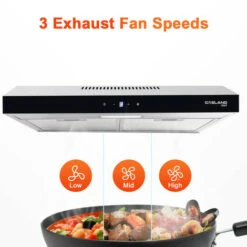 Gasland Chef SR60SS Visor Cooker Hoods 60cm, Quiet Cooker Hood Exhaust 202 M³/h With Carbon Filters Recirculating, 3 Levels Touch Control Undercabinet Extractor Stainless Steel Silver Glass Screens [E -Home Chef Shop 90748752 4