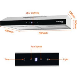 Gasland Chef SR60SS Visor Cooker Hoods 60cm, Quiet Cooker Hood Exhaust 202 M³/h With Carbon Filters Recirculating, 3 Levels Touch Control Undercabinet Extractor Stainless Steel Silver Glass Screens [E -Home Chef Shop 90748752 5