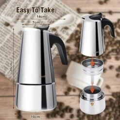 Moka Italian Coffee Maker Stainless Steel Pressure Coffee Maker 300ml Large Capacity Induction Hob Compatible With Ergonomic Handle -Home Chef Shop 91171562 4