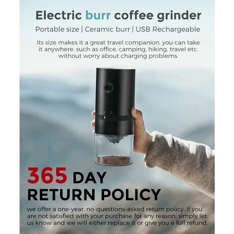 Portable Electric Coffee Grinder, Rechargeable Compact Grinder, Adjustable Ceramic Cone Grinder, Fine Grind, Perfect For On The Go 4 Portable Electric Coffee Grinder, Rechargeable Compact Grinder, Adjustable Ceramic Cone Grinder, Fine Grind, Perfect For On The Go - Image 4