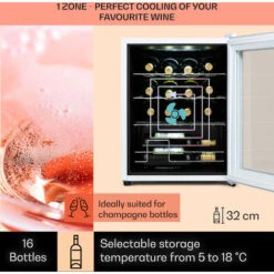 Klarstein Shiraz 16 Quartz Wine Fridge 42l Touch Control Panel 160 W 5-18 °C -Home Chef Shop 92512589 3