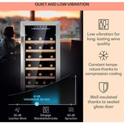 Klarstein Vinamour 54D Wine Refridgerator 2 Zones 148 L 54 Bottles Stainless Steel Front -Home Chef Shop 92862160 4